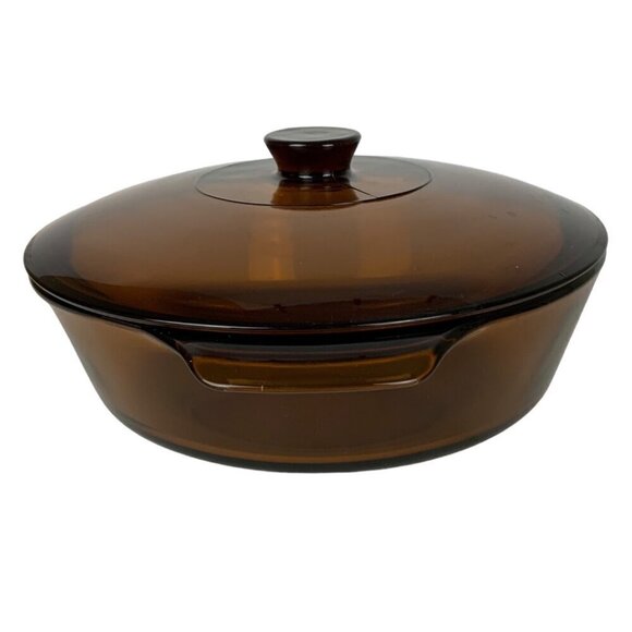 Anchor Hocking Amber Glass 2 Qt Casserole Baking Dish With Lid - Picture 2 of 7